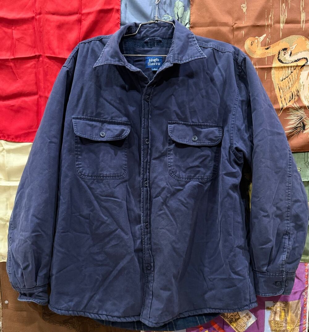 Vintage High Sierra Fleece Lined Canvas Shirt Jacket Mens L Navy Blue Shacket